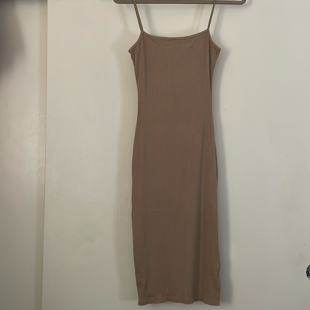 Tan midi dress
